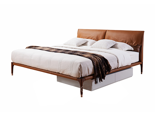 實木框架+真皮<br> 請注意 價格不包褥床品<br>L2030*W1580*H970<br>L-B 001