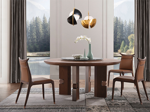 北美胡桃木+黃銅拉絲不銹鋼<br>直徑1600 x 高760<br>L-T 005