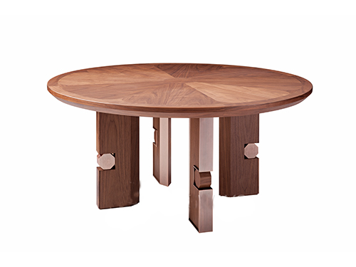 北美胡桃木+黃銅拉絲不銹鋼<br>直徑1380 x 高760<br>L-T 003