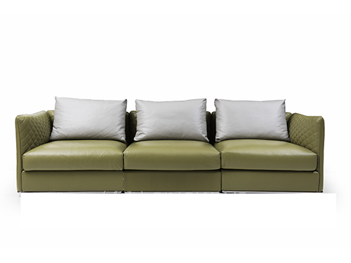 意大利進口小黃牛皮+不銹鋼，三人位沙發<br>L2200 * W950 * H725<br>L-S 015