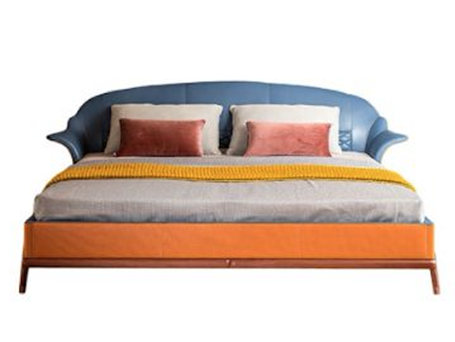 實木腳架+真皮<br> 請注意 價格不包褥床品<br>L2240*W2300*H900<br>L-B 005