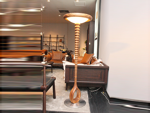 烏金木_LED燈盆_不銹鋼@頂天立地燈<br>尺寸：直徑 500 x 1550<br>AF-L-012