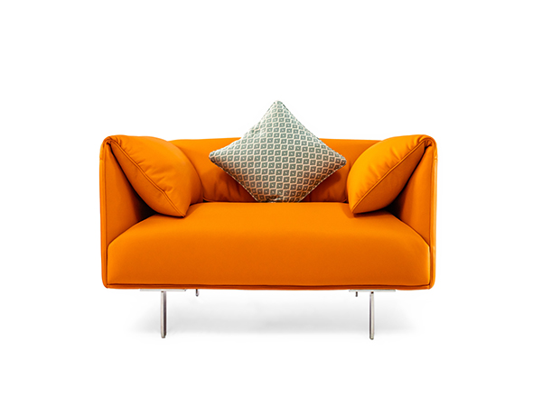 橙柑色 一人 意大利小黃牛皮首層的皮沙發<br>1200 * 920 * 720 <br>SO-001