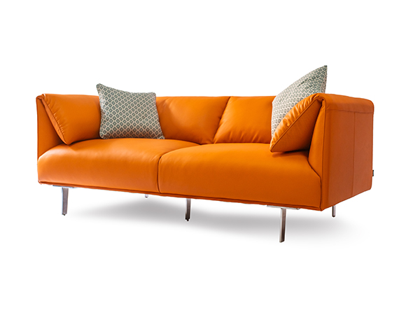 橙柑色三人意大利小黃牛皮首層的皮沙發<br> 2450 * 920 * 720<br>SO-003