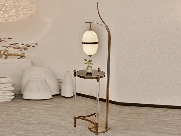 金屬 + 玻璃 燈 D360 x H1700<BR> 茶几 D420 x H810 <br> CM - L - 019  	